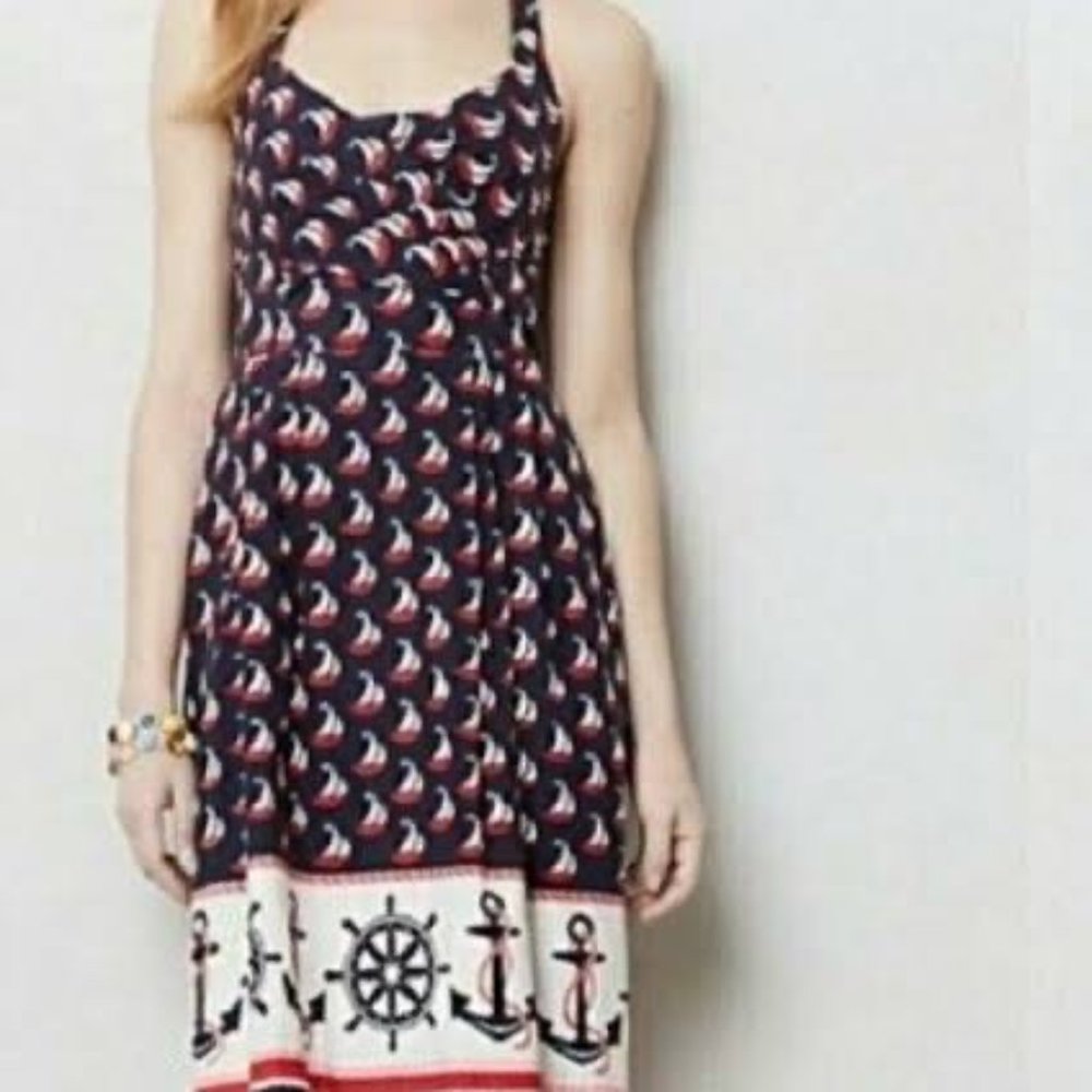 Anthropologie Postage Stamp Sailboat Dress NWT